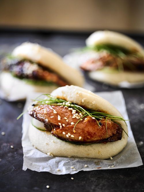 Asian roasted leg of lamb and steamed buns