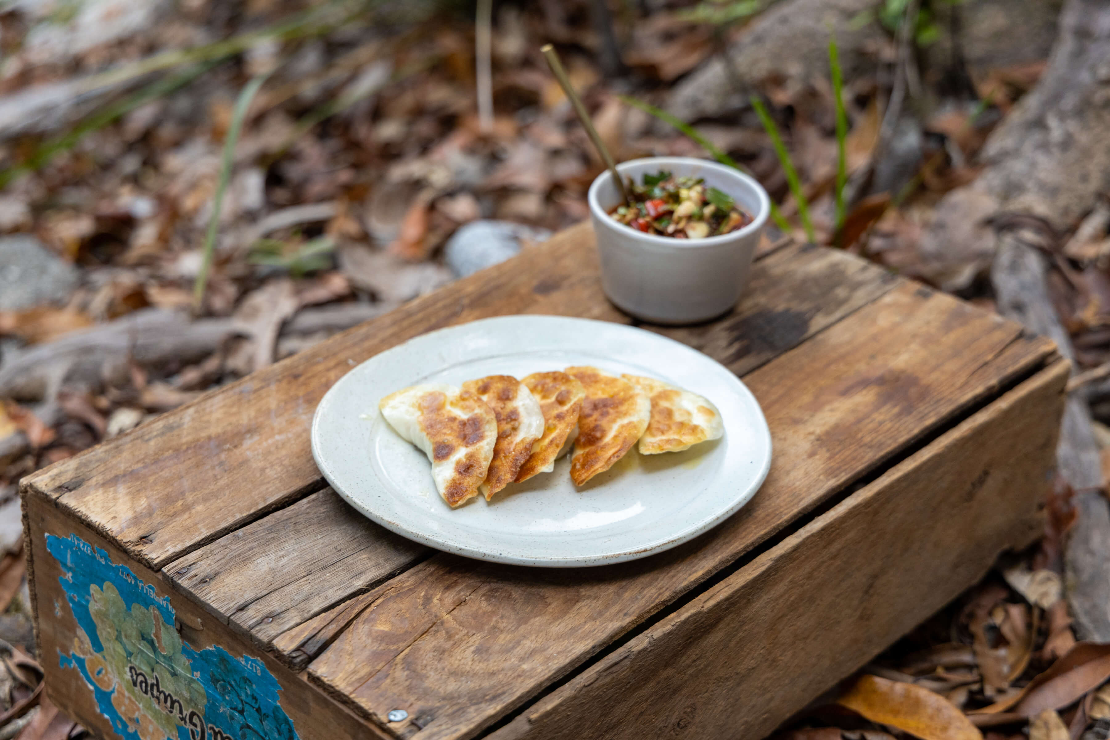 Mud crab, Mushroom & Barramundi Potstickers with Chunky Dumpling Dip